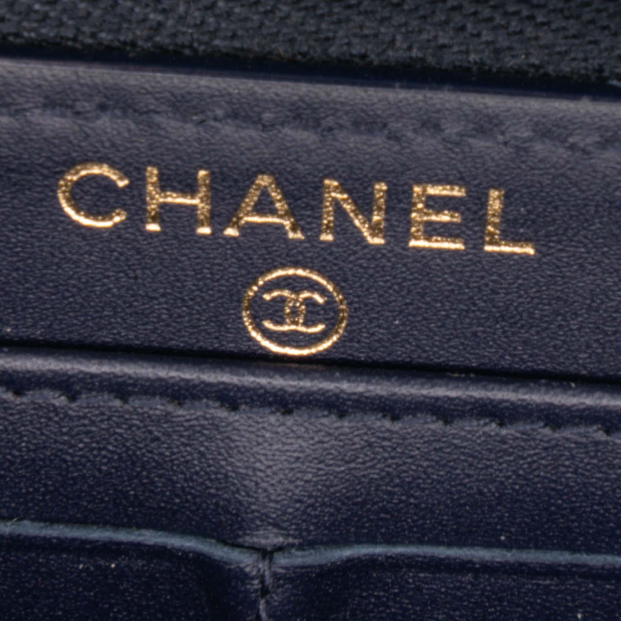 Chanel CC Quilted Caviar Zip Around Long Wallet