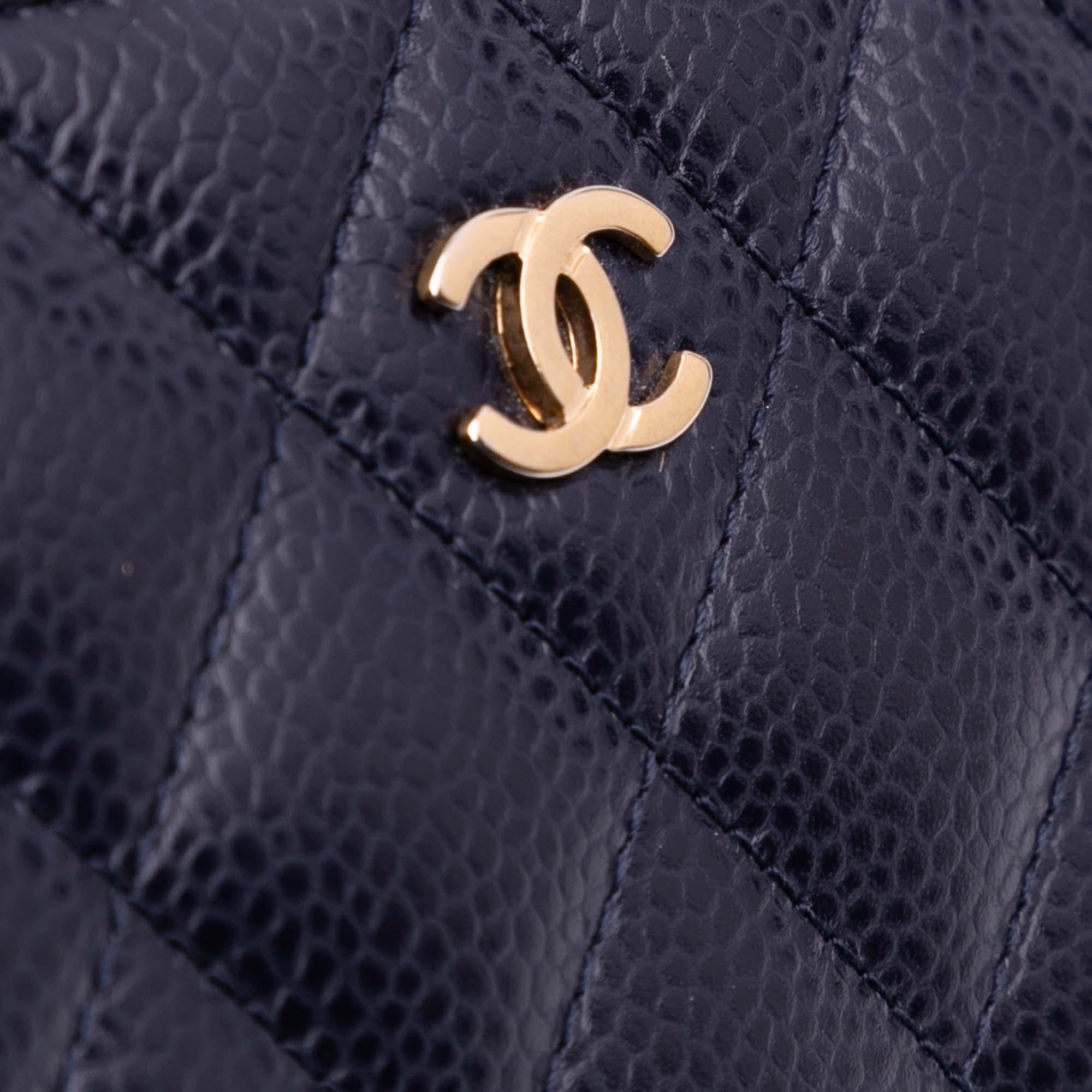 Chanel CC Quilted Caviar Zip Around Long Wallet
