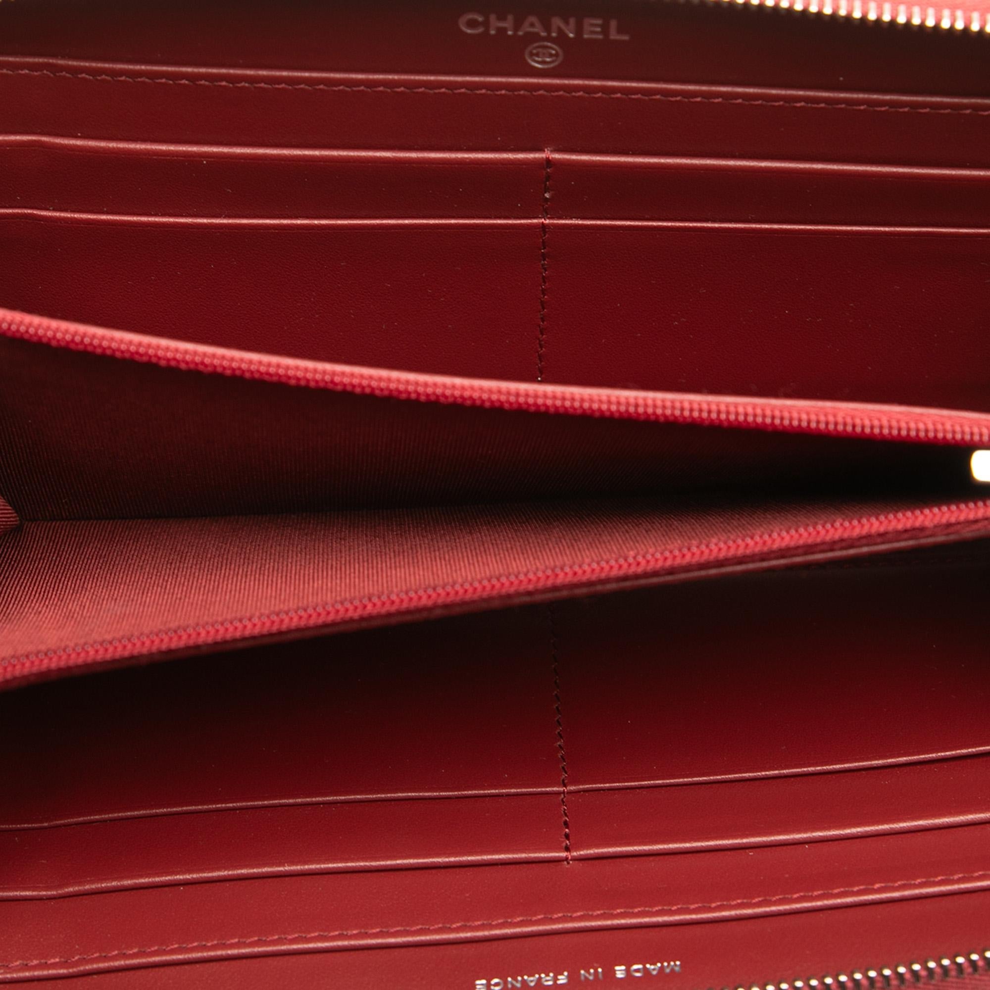 Chanel CC Quilted Caviar Zip Around Long Wallet