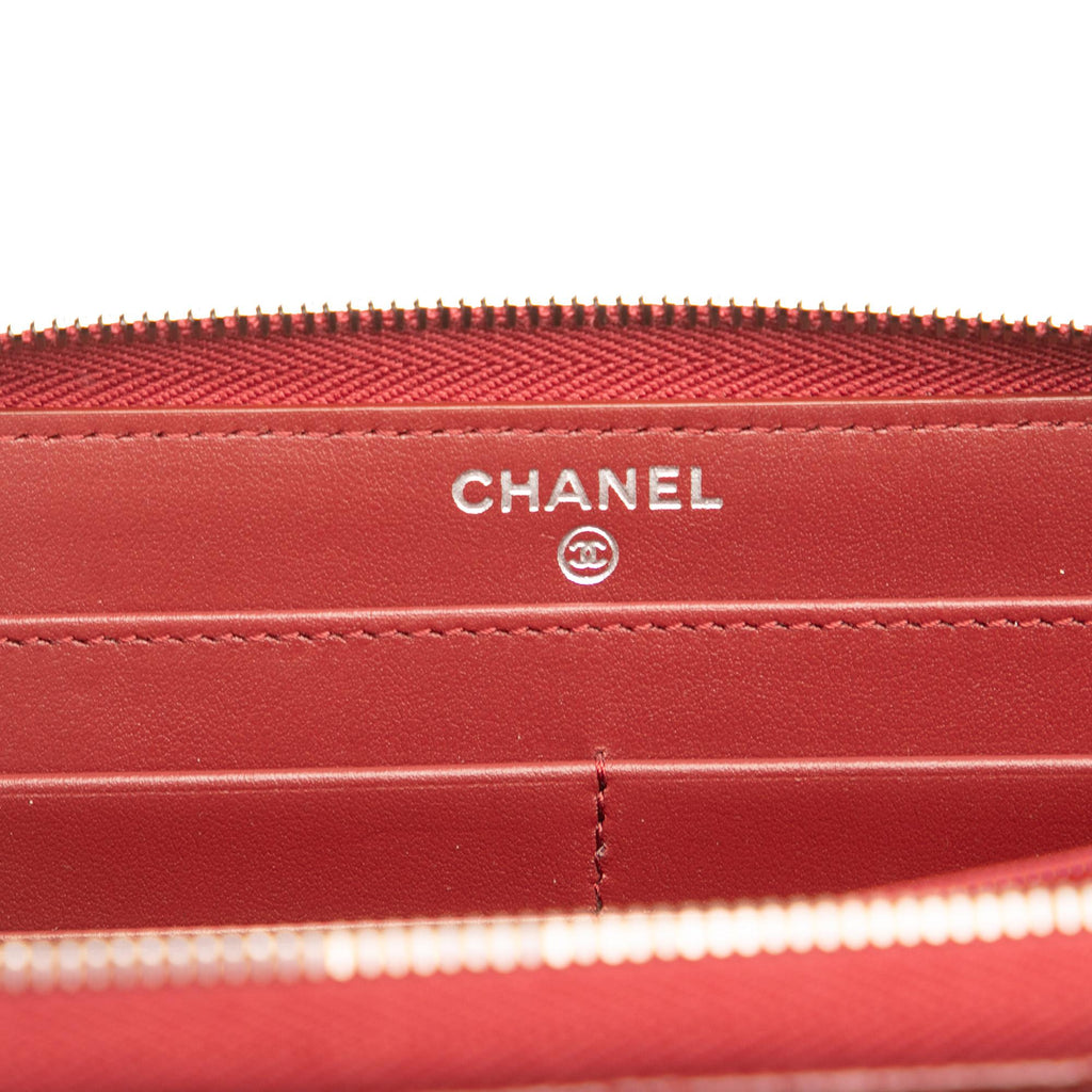 Chanel CC Quilted Caviar Zip Around Long Wallet