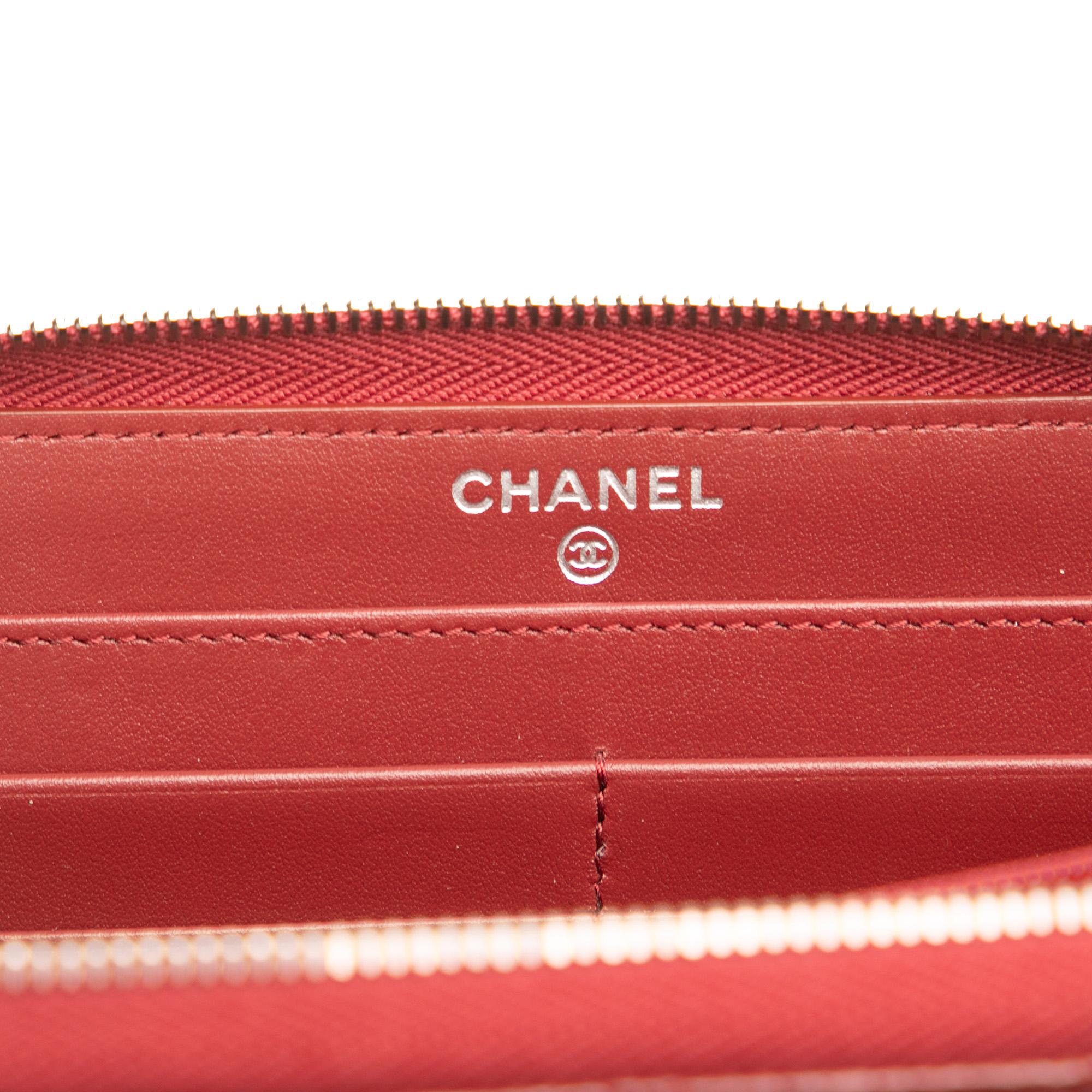 Chanel CC Quilted Caviar Zip Around Long Wallet