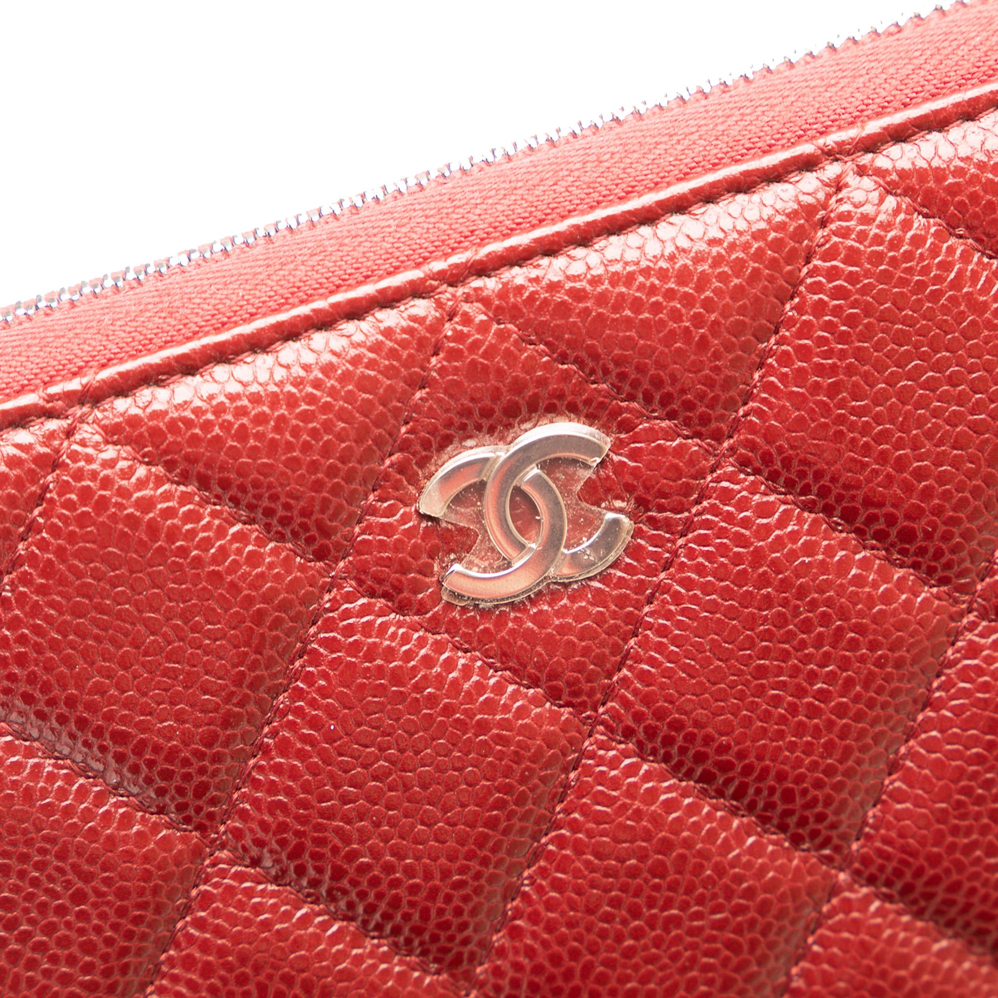 Chanel CC Quilted Caviar Zip Around Long Wallet
