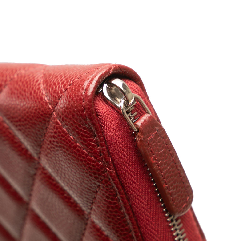 Chanel CC Quilted Caviar Zip Around Long Wallet