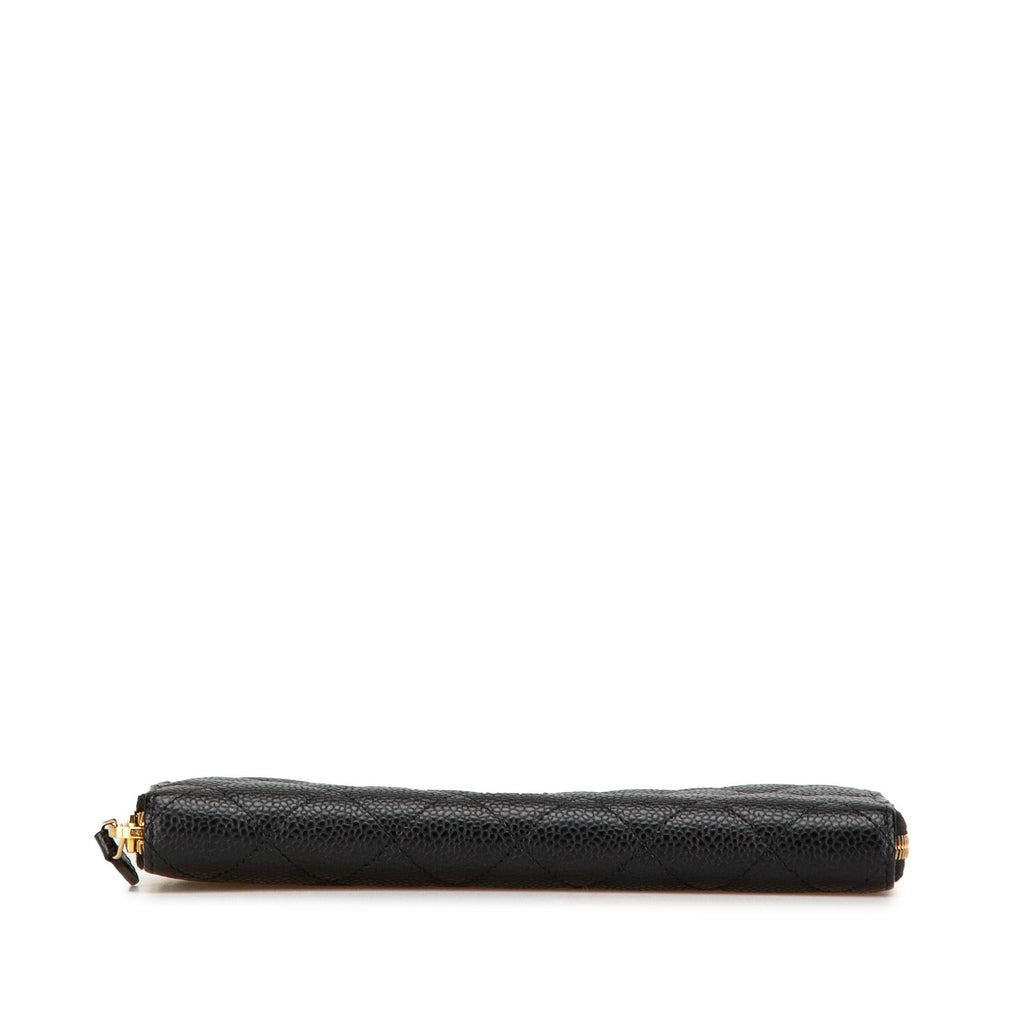 Chanel CC Quilted Caviar Zip Around Wallet