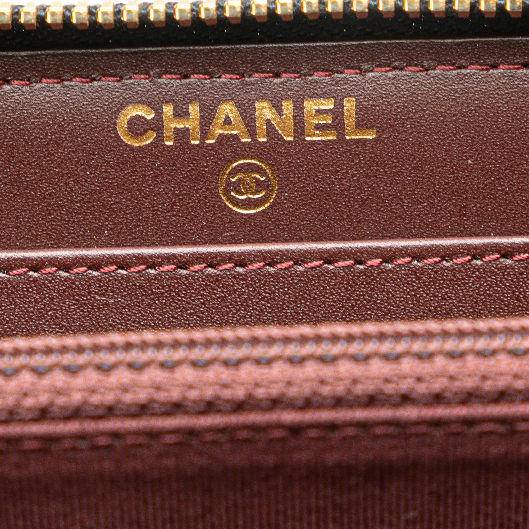 Chanel CC Quilted Caviar Zip Around Wallet