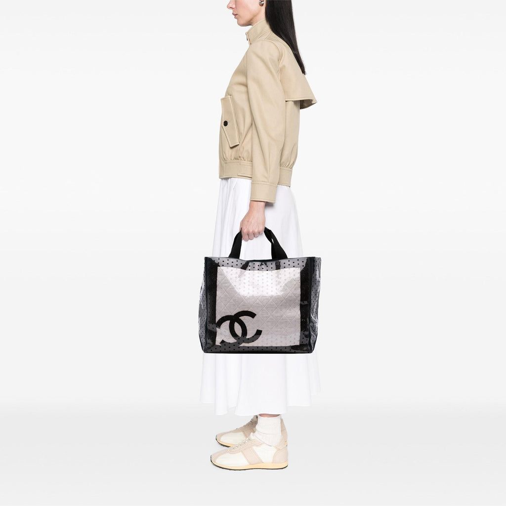 Chanel CC Quilted Cotton and PVC Punching Tote