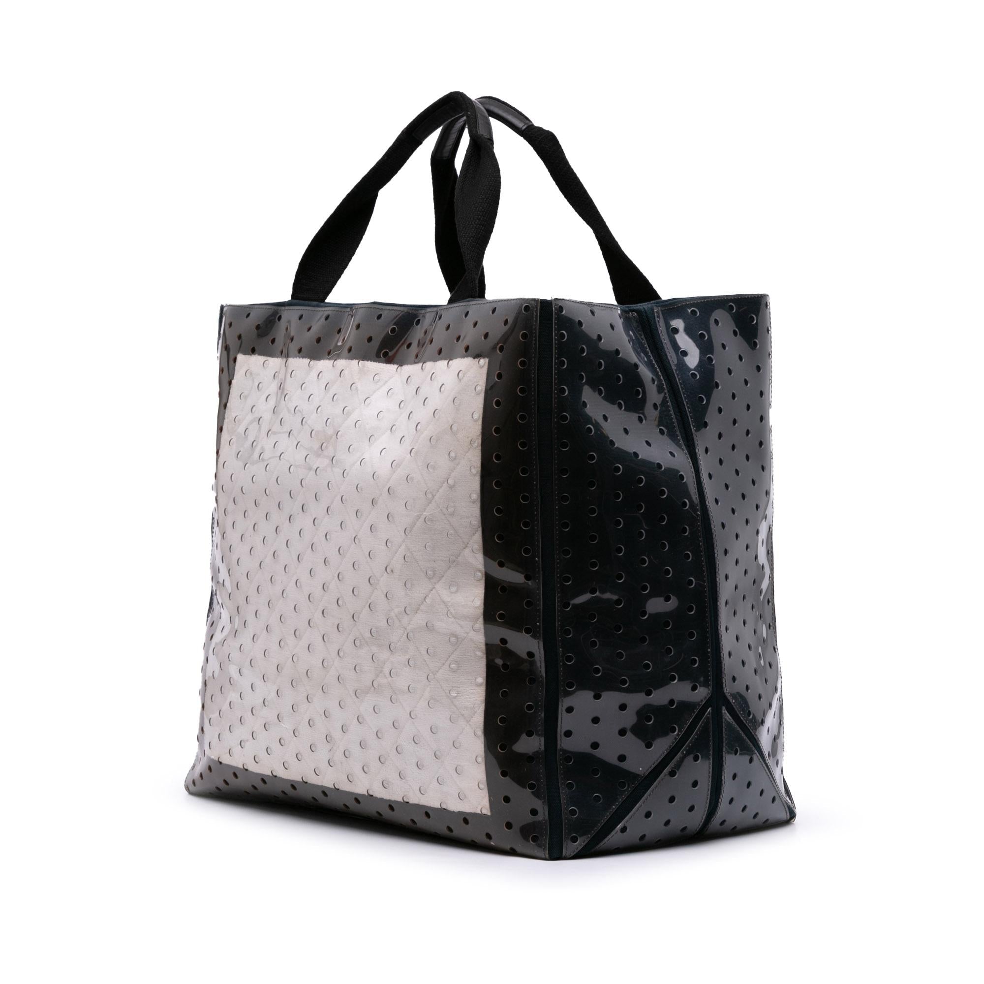 Chanel CC Quilted Cotton and PVC Punching Tote