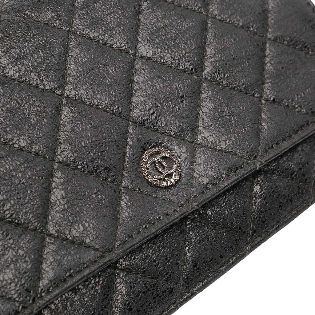 Chanel CC Quilted Crinkled Calfskin Wallet On Chain