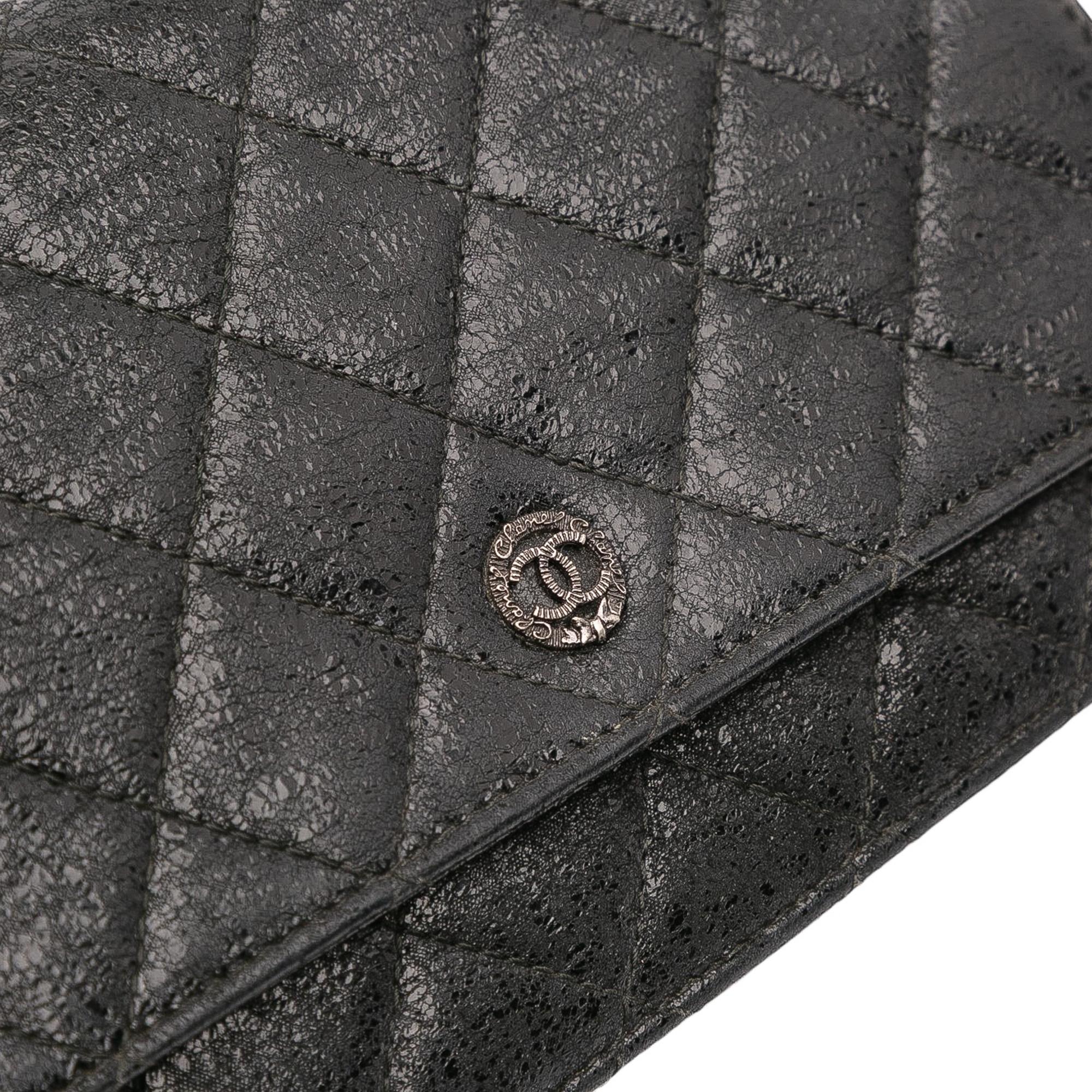 Chanel CC Quilted Crinkled Calfskin Wallet On Chain
