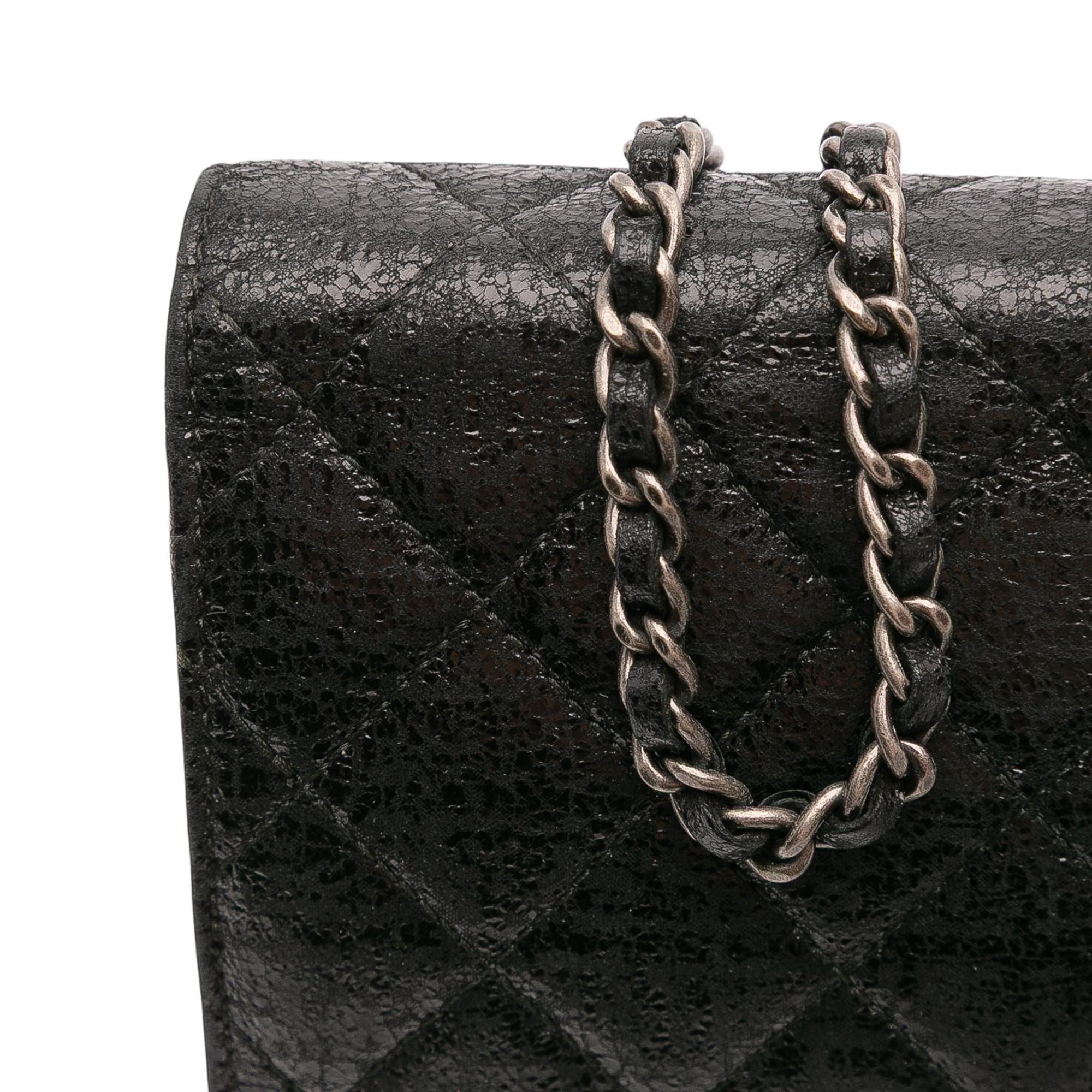 Chanel CC Quilted Crinkled Calfskin Wallet On Chain