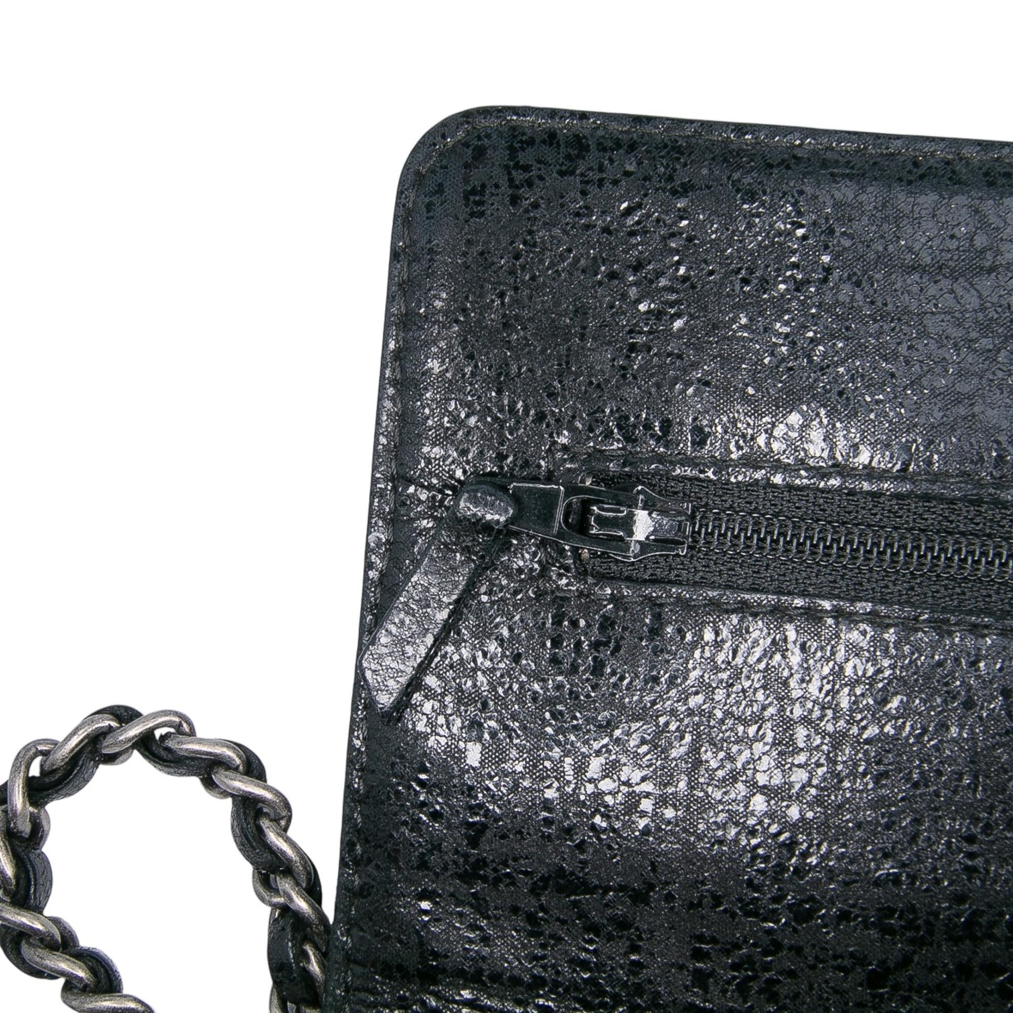Chanel CC Quilted Crinkled Calfskin Wallet On Chain