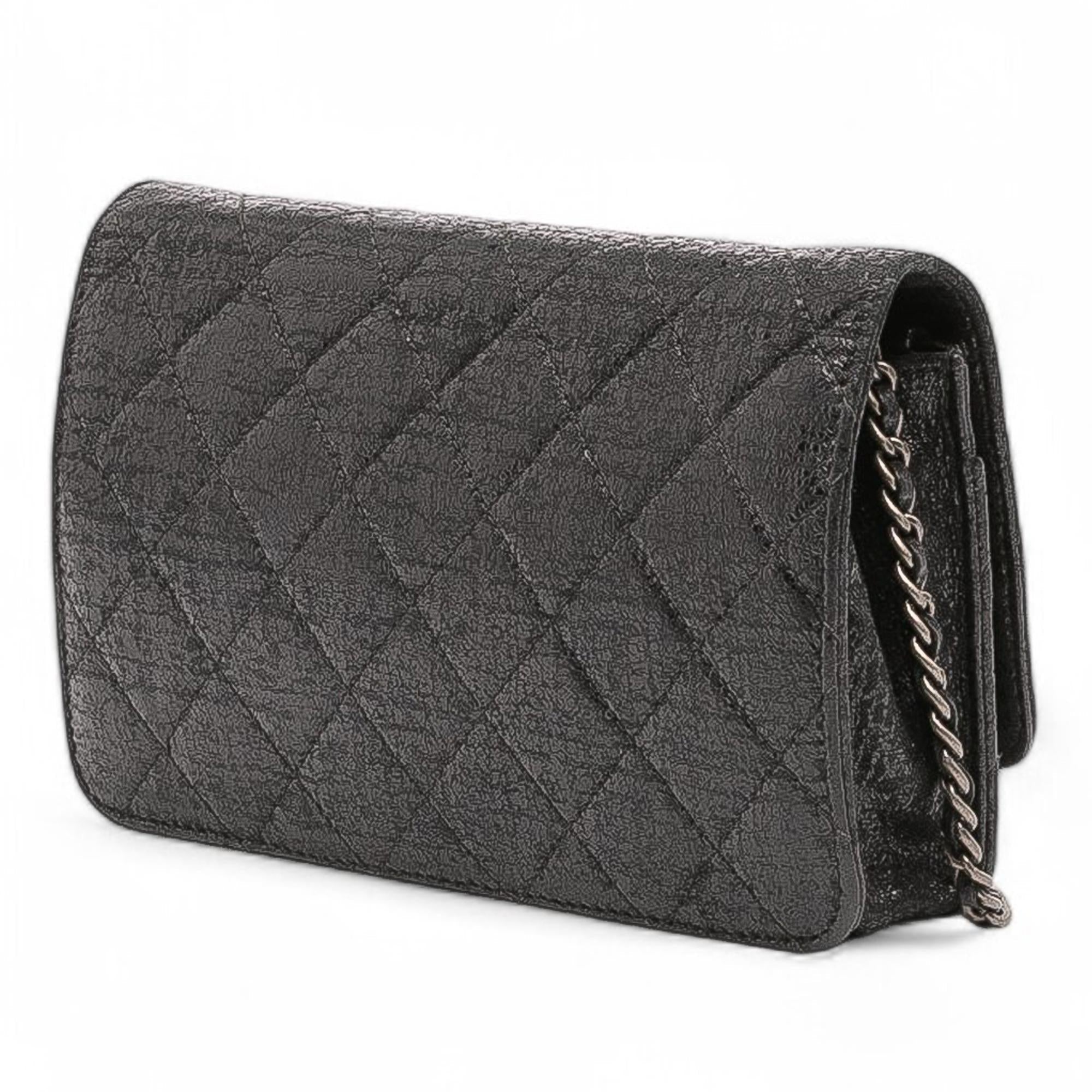 Chanel CC Quilted Crinkled Calfskin Wallet On Chain
