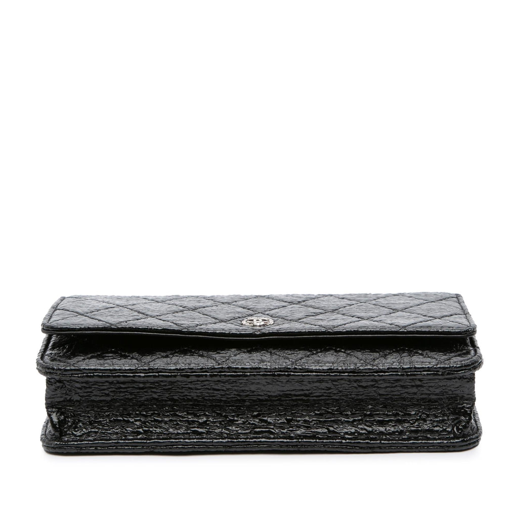 Chanel CC Quilted Crinkled Patent Wallet On Chain