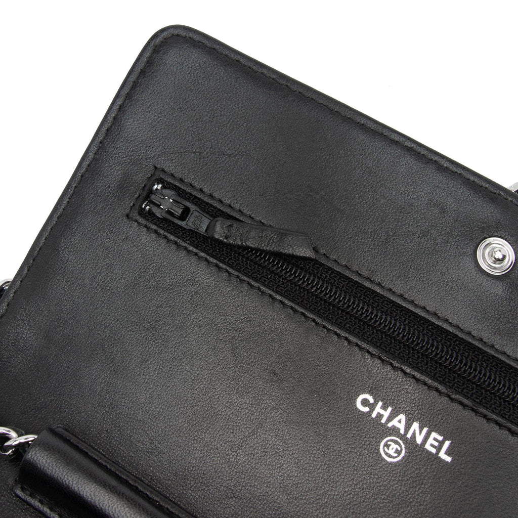 Chanel CC Quilted Crinkled Patent Wallet On Chain