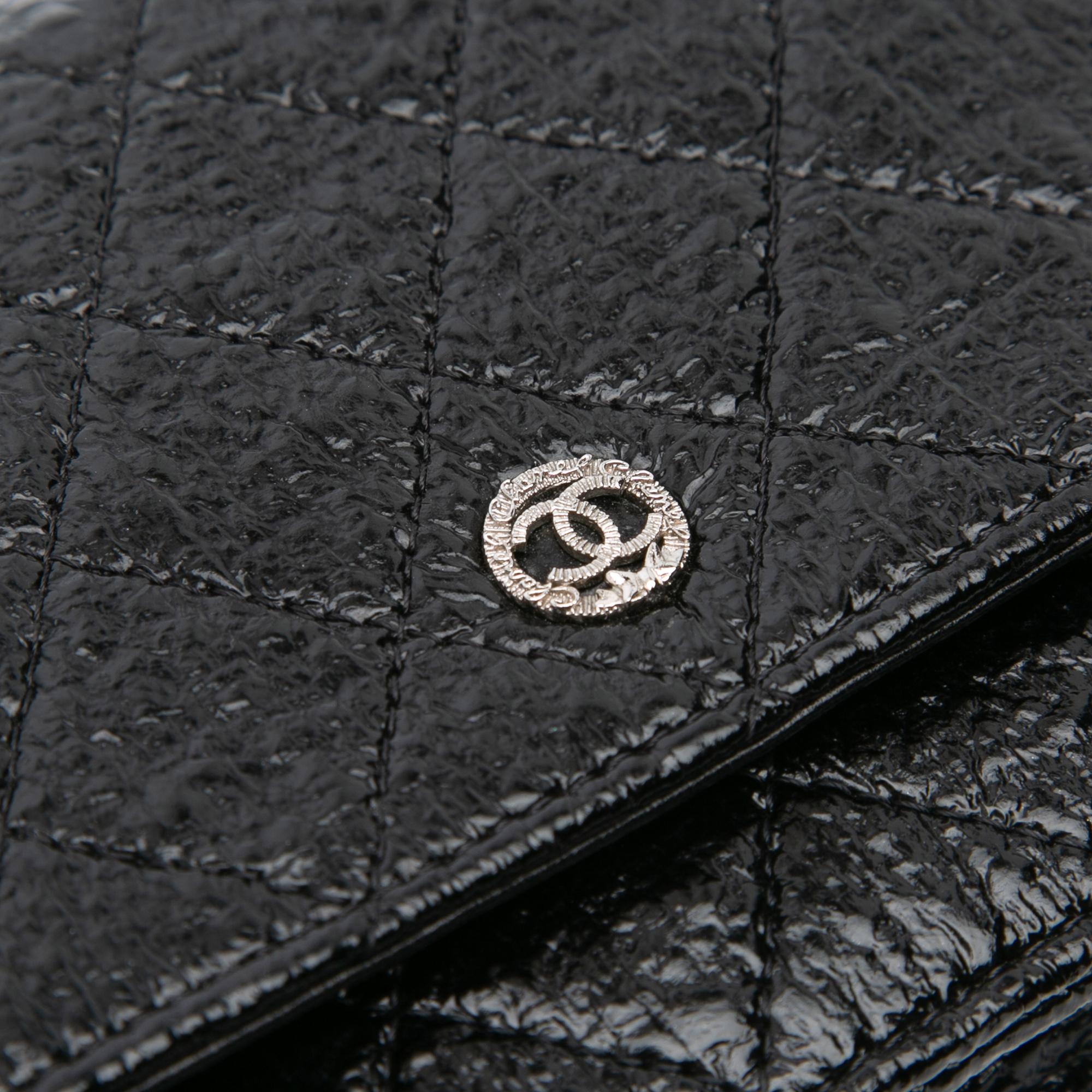 Chanel CC Quilted Crinkled Patent Wallet On Chain