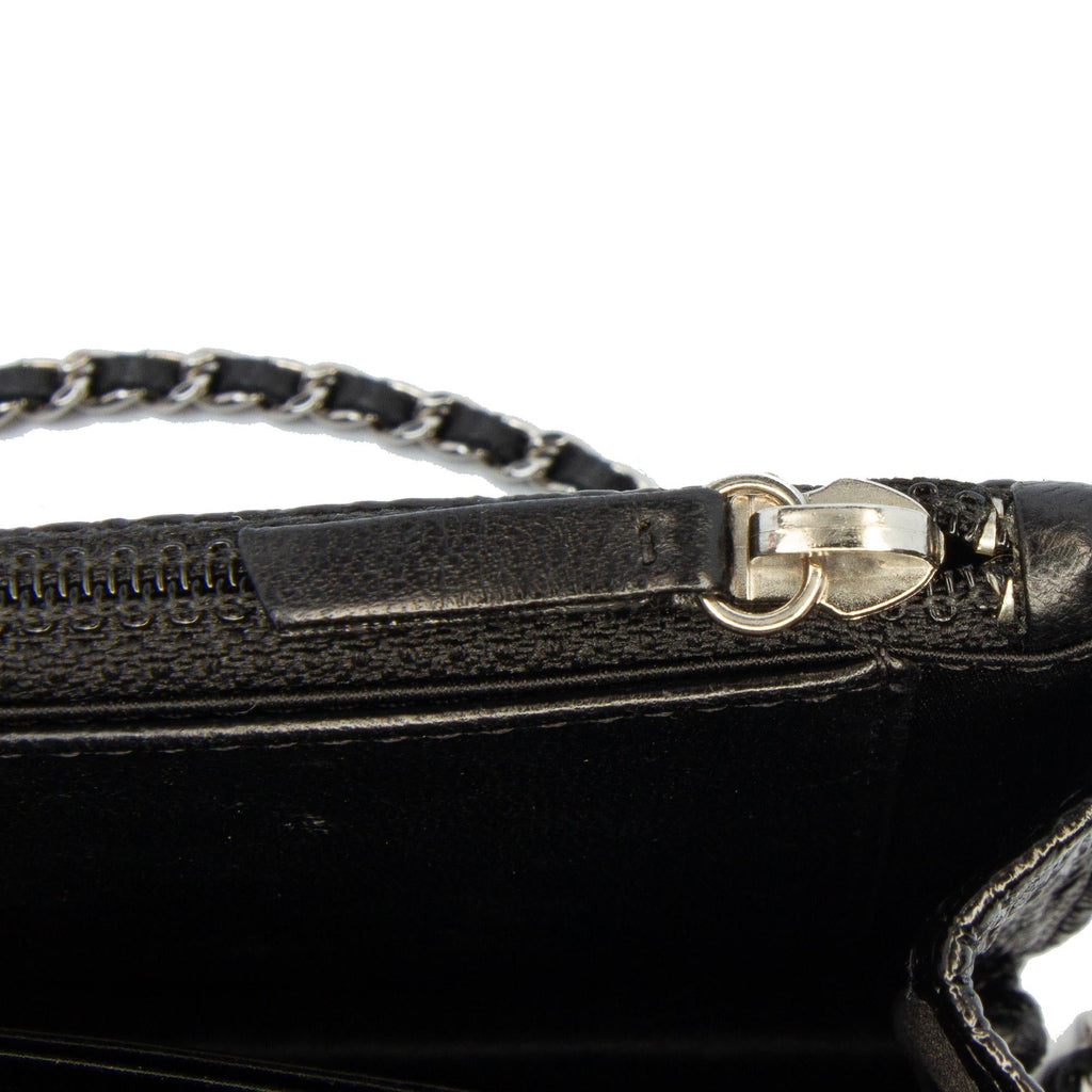 Chanel CC Quilted Crinkled Patent Wallet On Chain