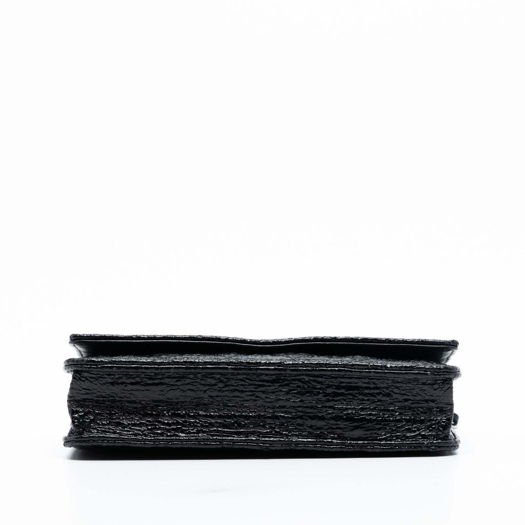 Chanel CC Quilted Crinkled Patent Wallet On Chain