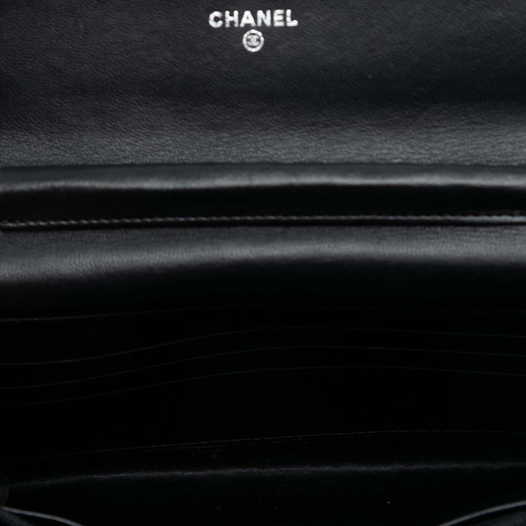 Chanel CC Quilted Crinkled Patent Wallet On Chain