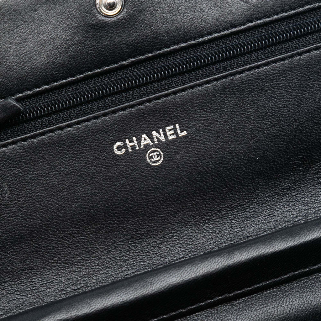 Chanel CC Quilted Crinkled Patent Wallet On Chain