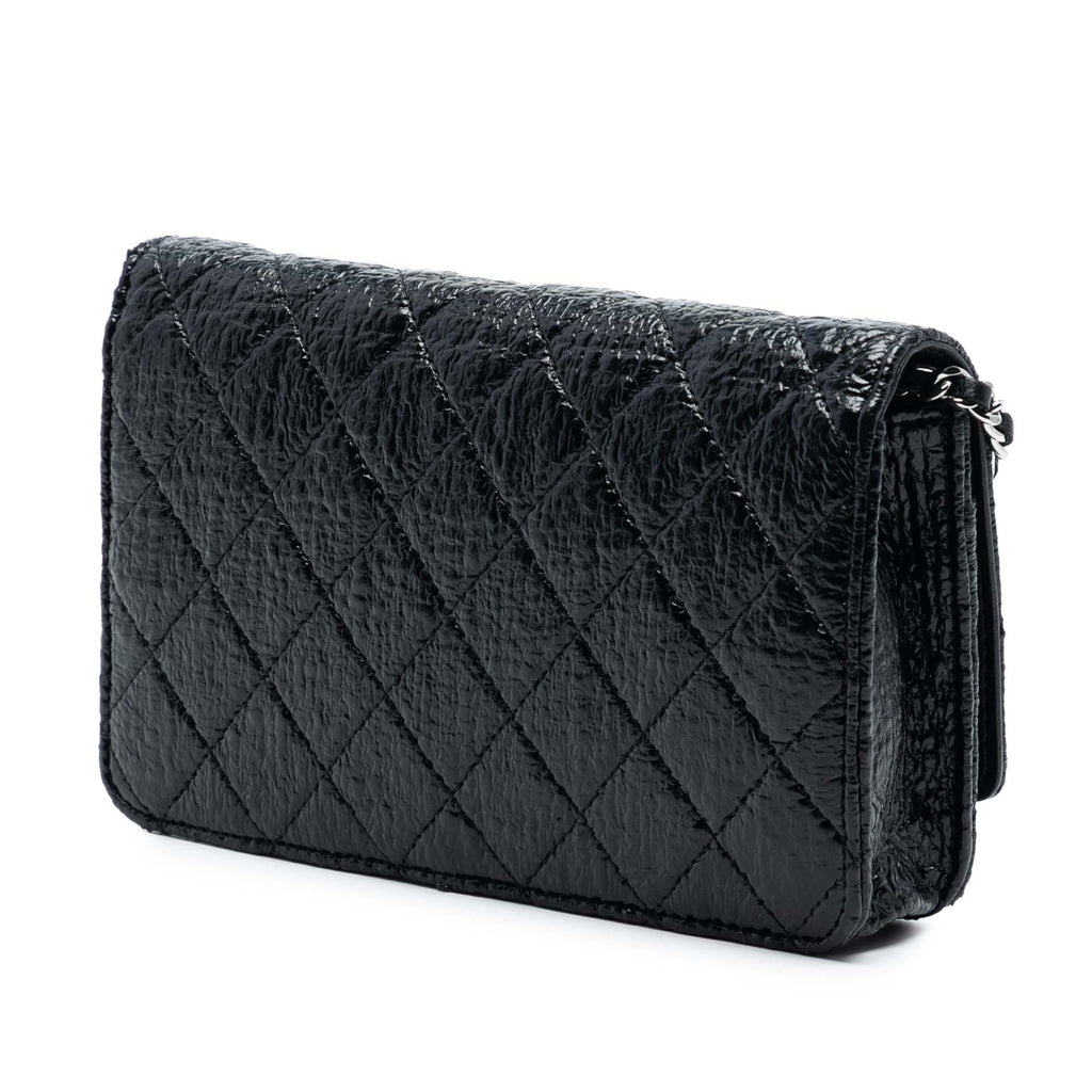 Chanel CC Quilted Crinkled Patent Wallet On Chain