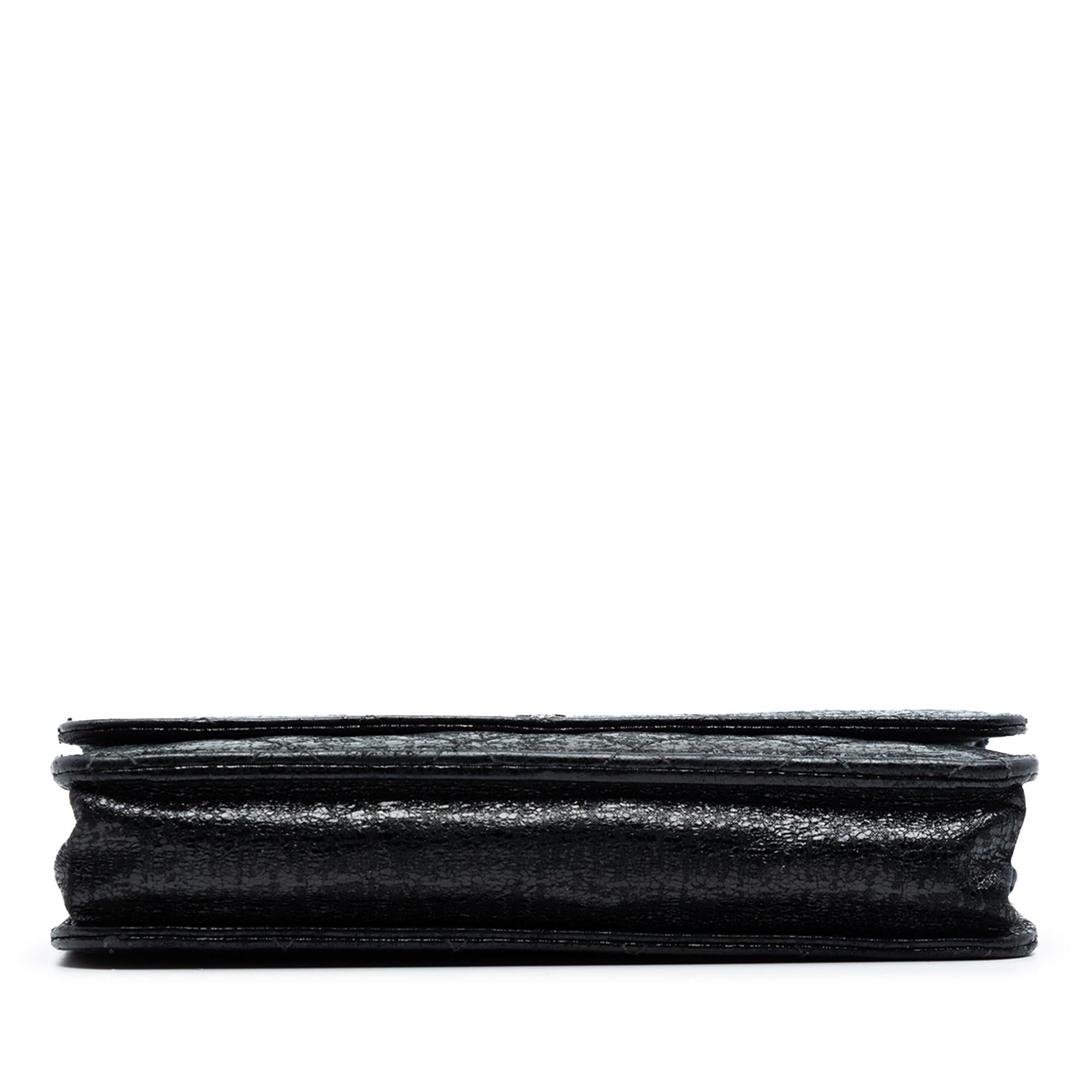Chanel CC Quilted Crinkled Patent Wallet On Chain