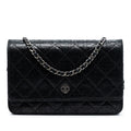 Chanel CC Quilted Crinkled Patent Wallet On Chain