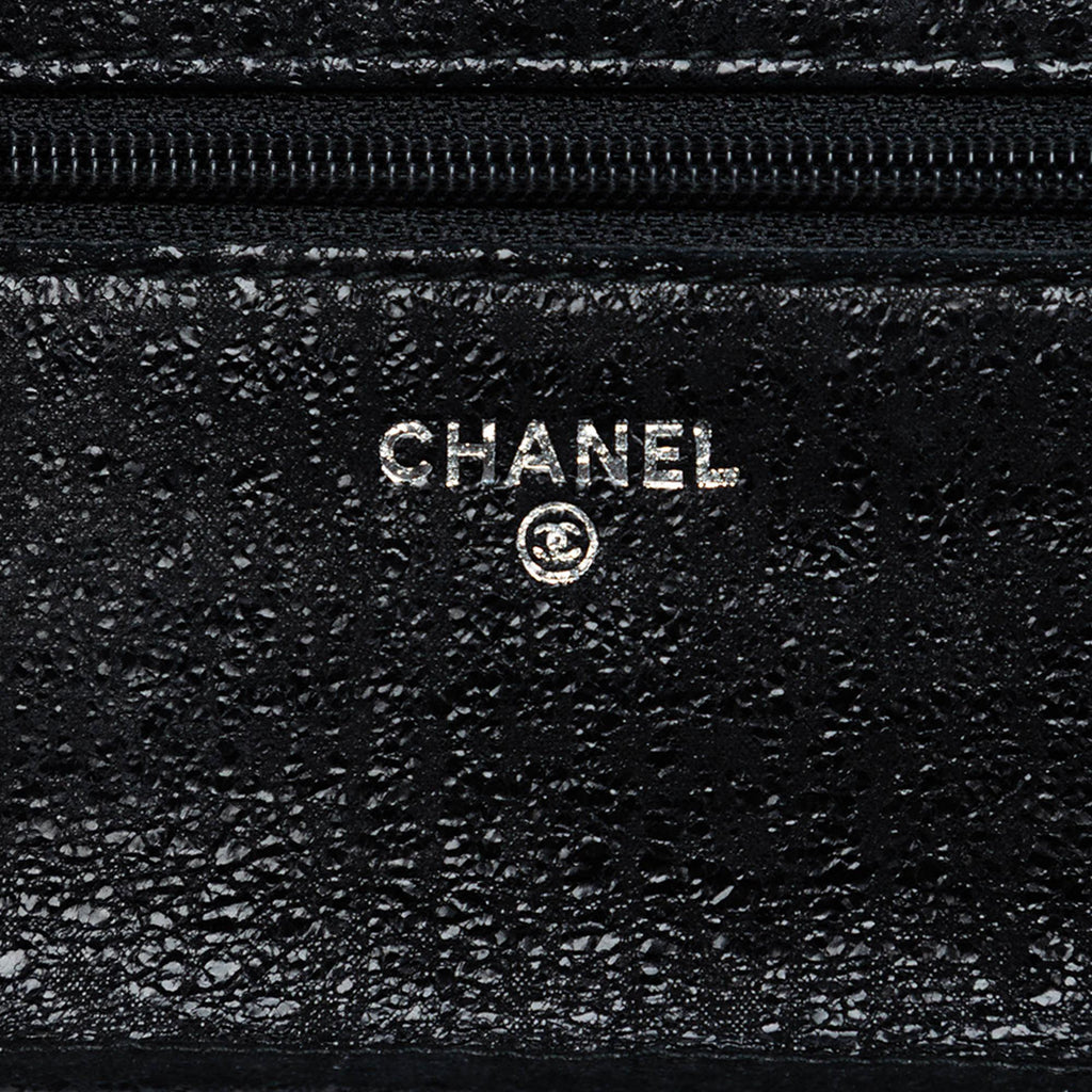 Chanel CC Quilted Crinkled Patent Wallet On Chain