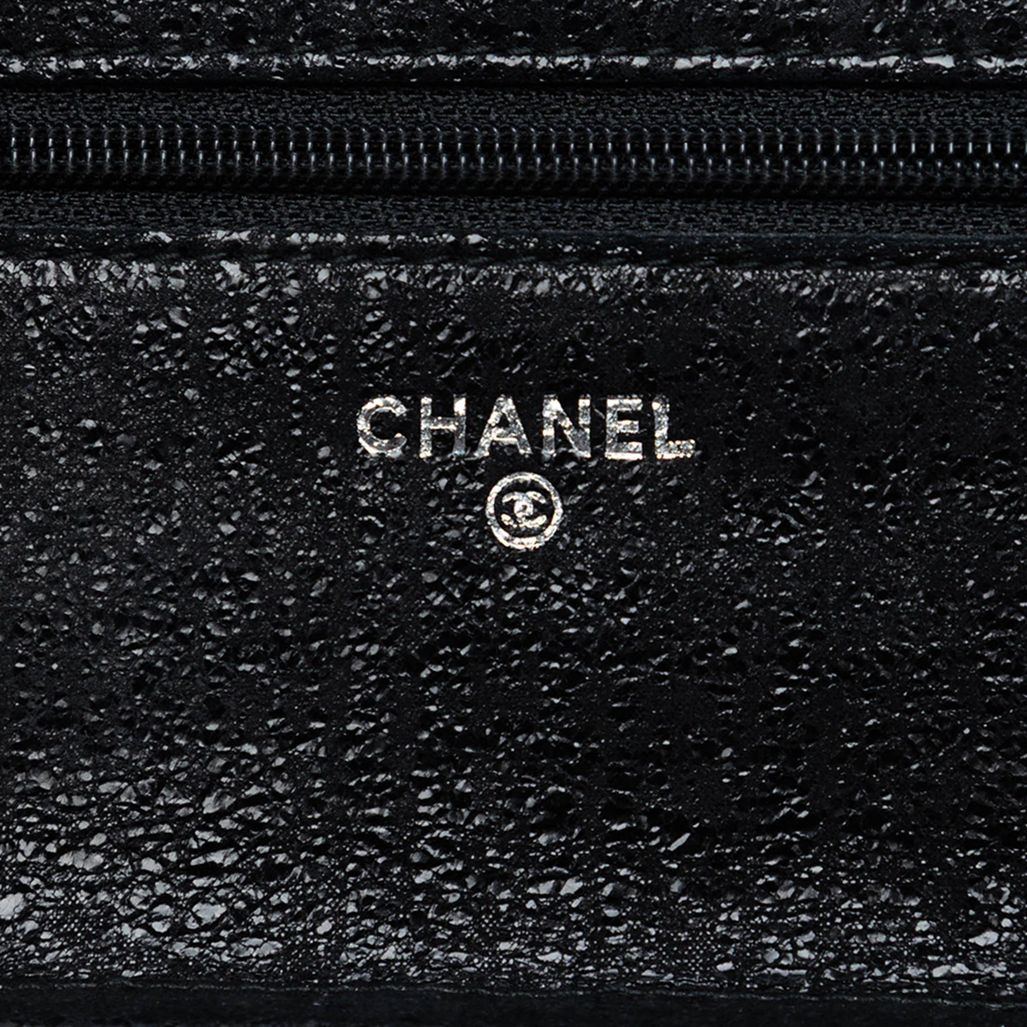 Chanel CC Quilted Crinkled Patent Wallet On Chain