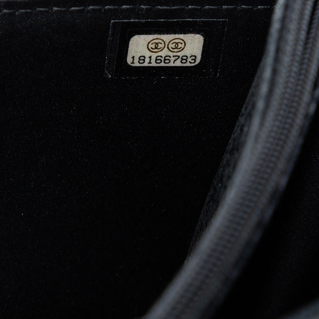Chanel CC Quilted Crinkled Patent Wallet On Chain