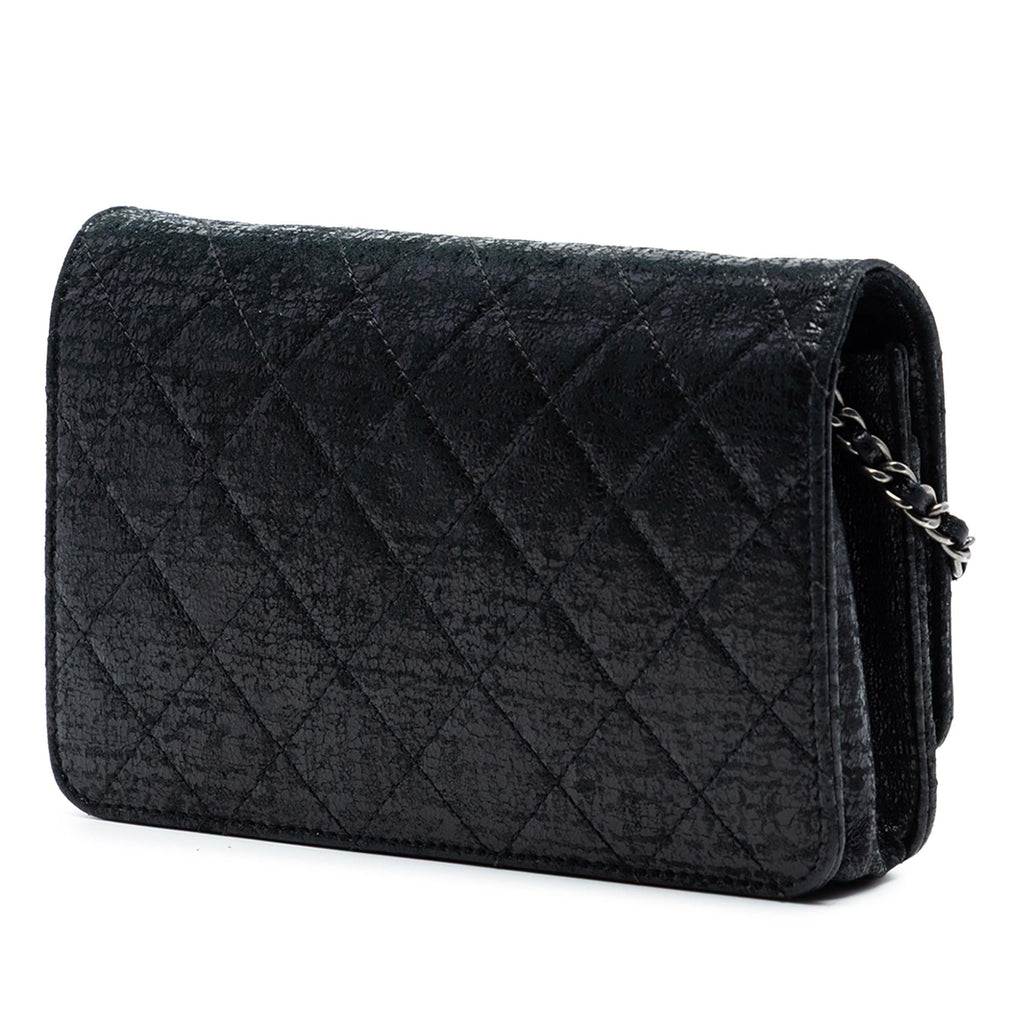 Chanel CC Quilted Crinkled Patent Wallet On Chain