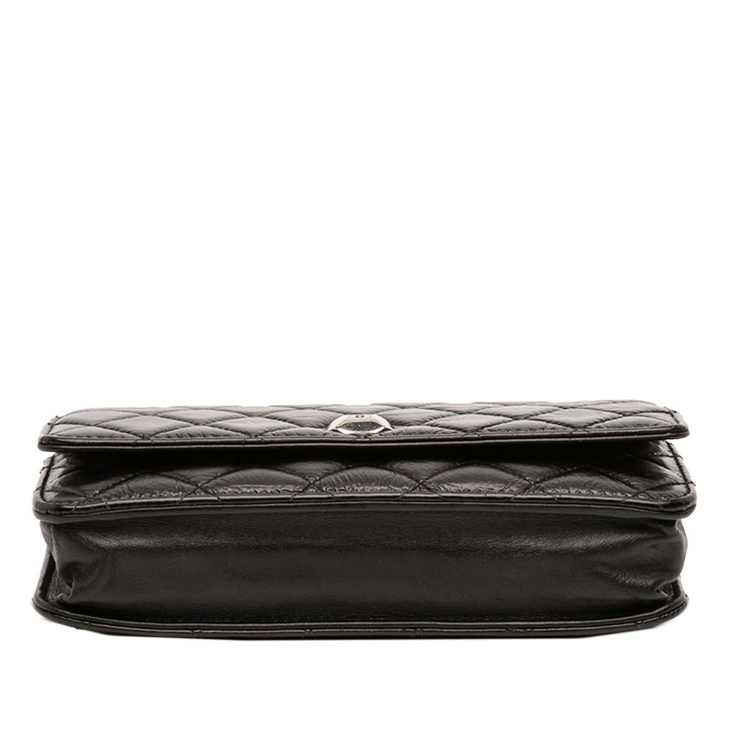 Chanel CC Quilted Crinkled Patent Wallet On Chain