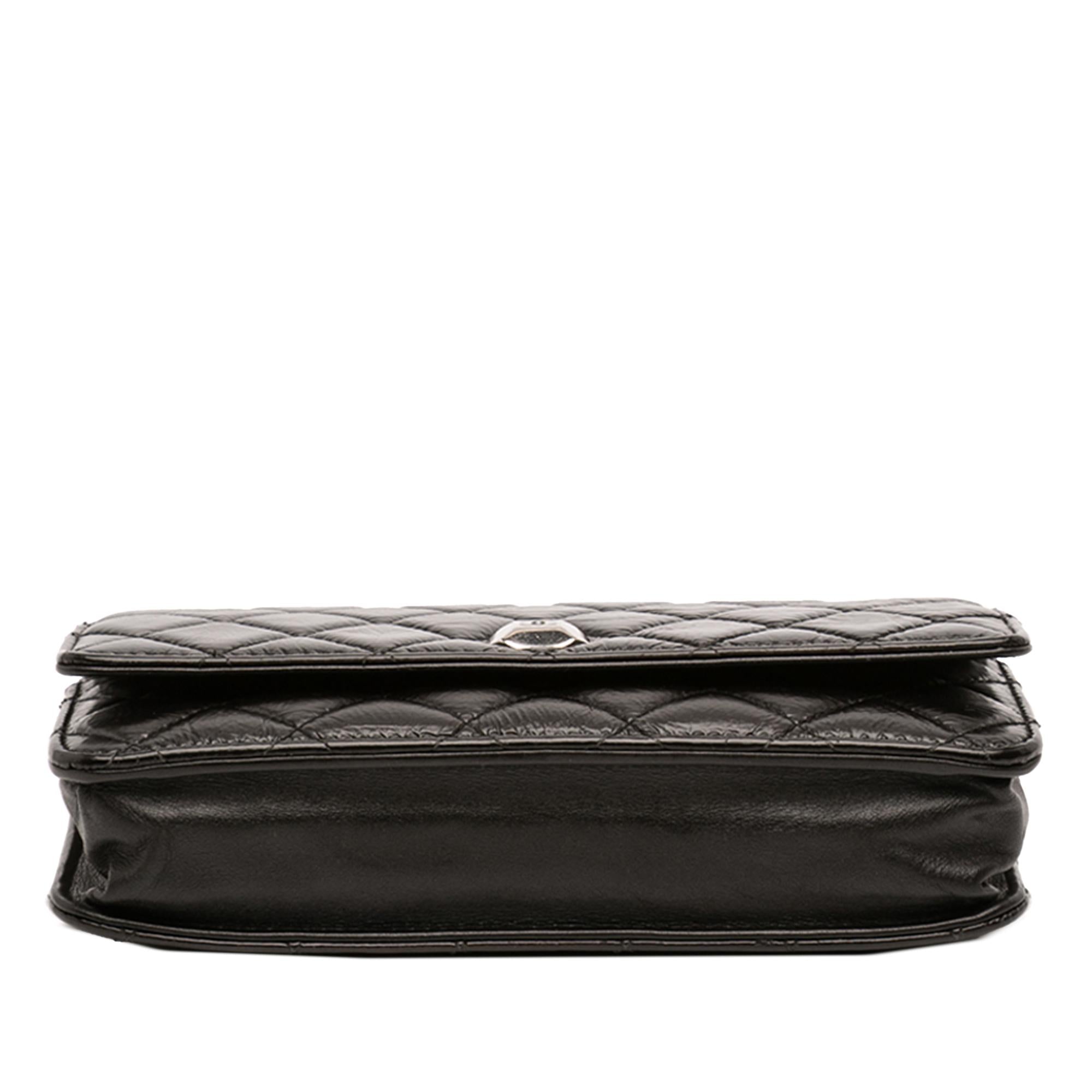 Chanel CC Quilted Crinkled Patent Wallet On Chain