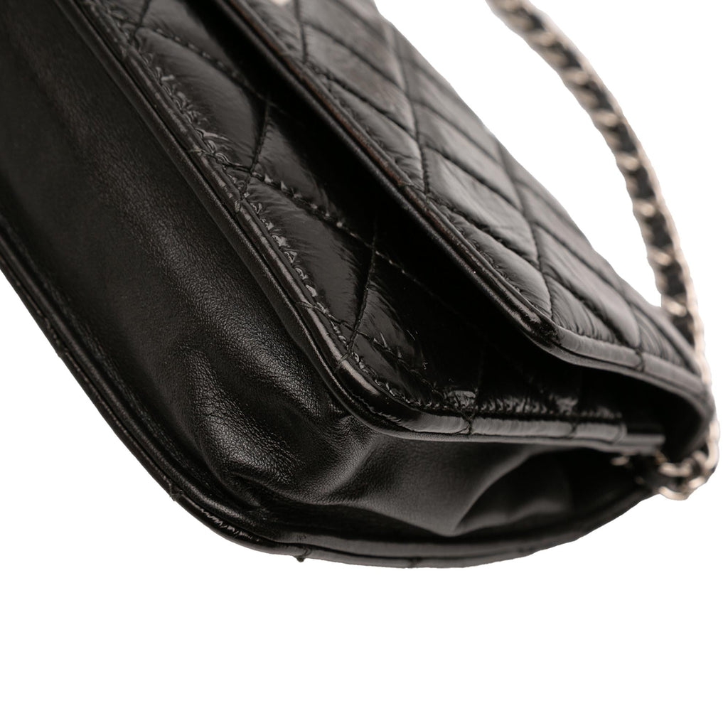 Chanel CC Quilted Crinkled Patent Wallet On Chain