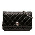 Chanel CC Quilted Crinkled Patent Wallet On Chain