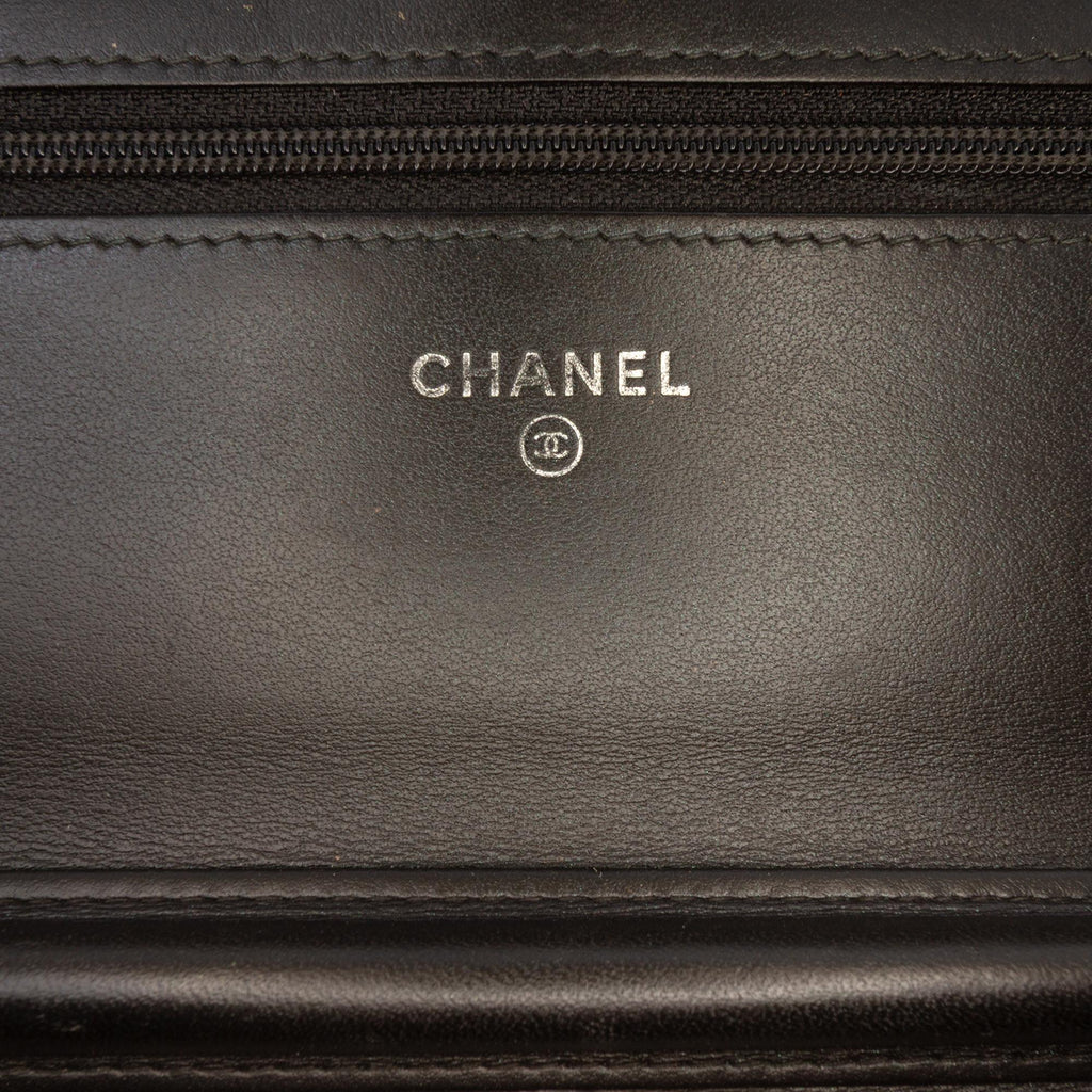 Chanel CC Quilted Crinkled Patent Wallet On Chain