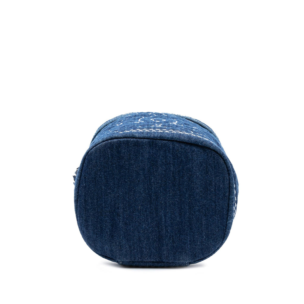 Chanel CC Quilted Denim Trip Vanity Case with Chain