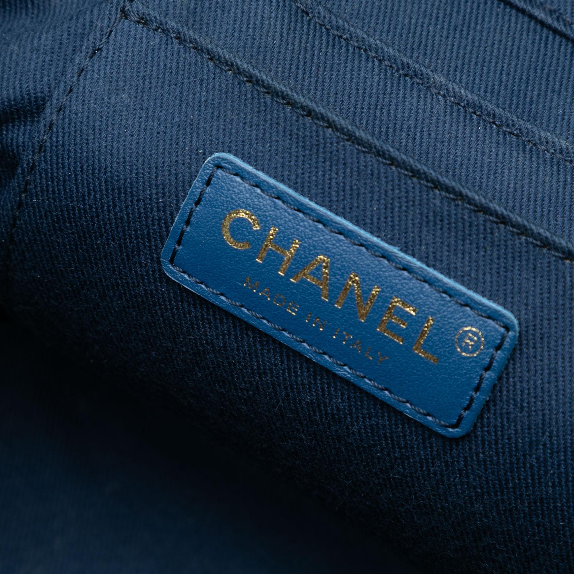 Chanel CC Quilted Denim Trip Vanity Case with Chain