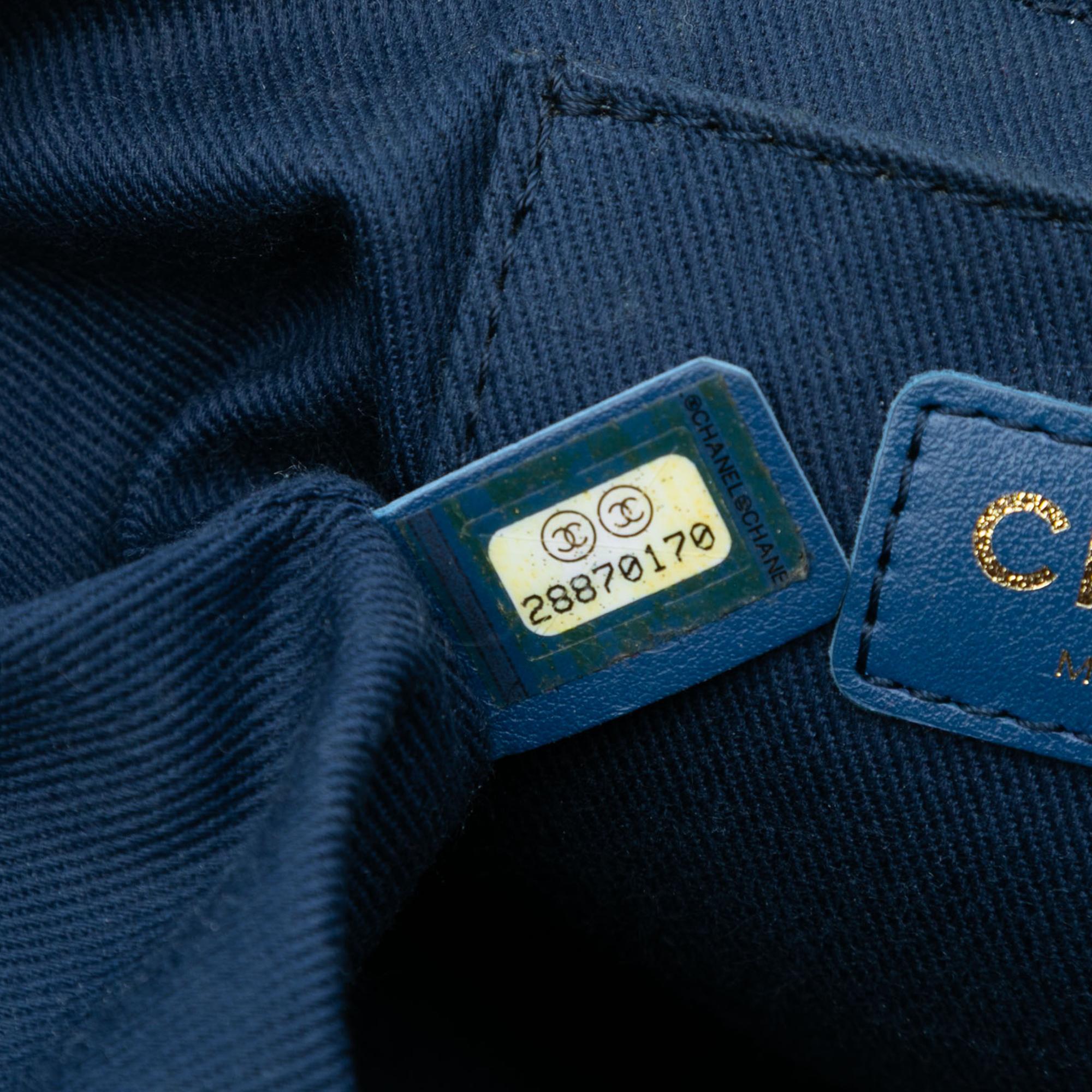 Chanel CC Quilted Denim Trip Vanity Case with Chain