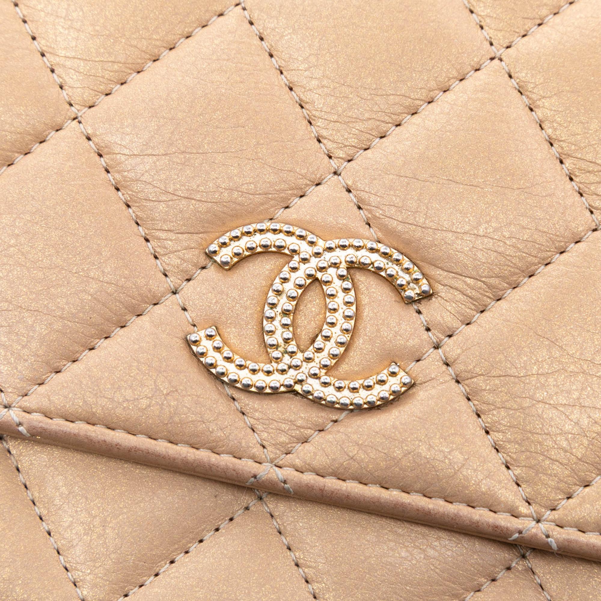 Chanel CC Quilted Iridescent Lambskin Coin Charm Wallet on Chain