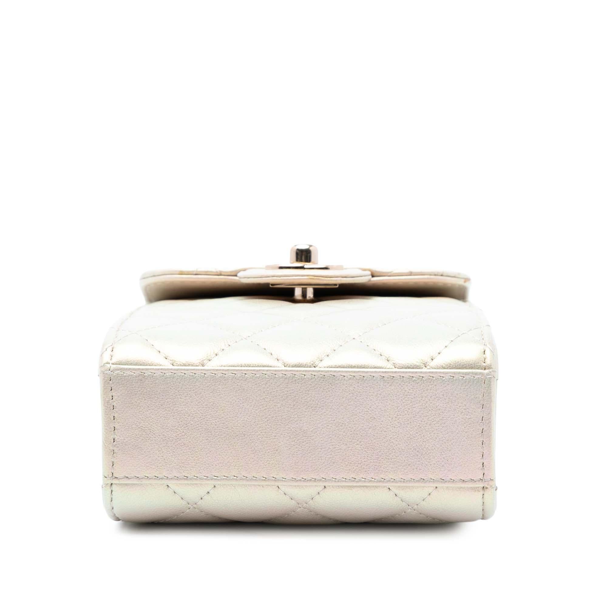 Chanel CC Quilted Iridescent Lambskin Phone Holder with Chain