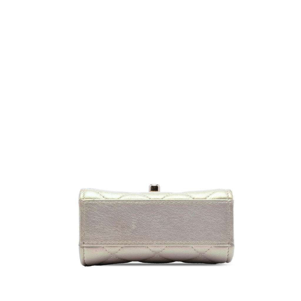 Chanel CC Quilted Iridescent Lambskin Phone Holder with Chain