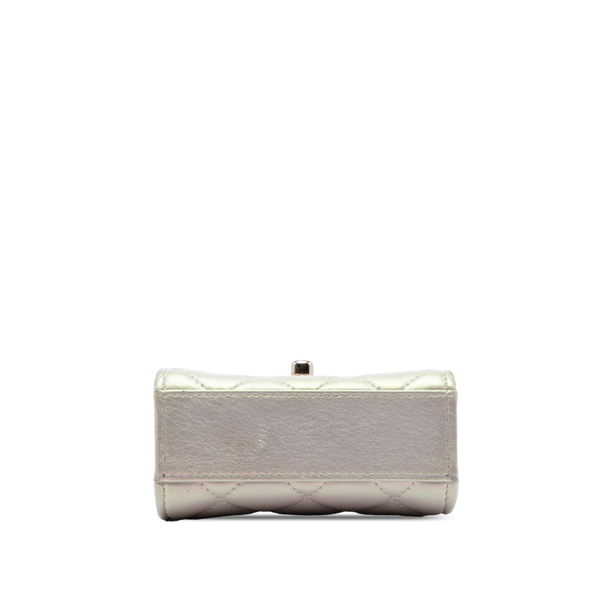 Chanel CC Quilted Iridescent Lambskin Phone Holder with Chain