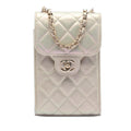 Chanel CC Quilted Iridescent Lambskin Phone Holder with Chain
