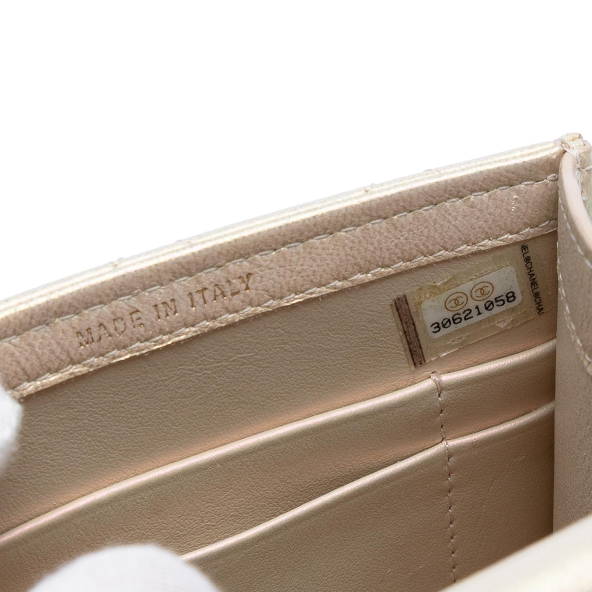 Chanel CC Quilted Iridescent Lambskin Phone Holder with Chain