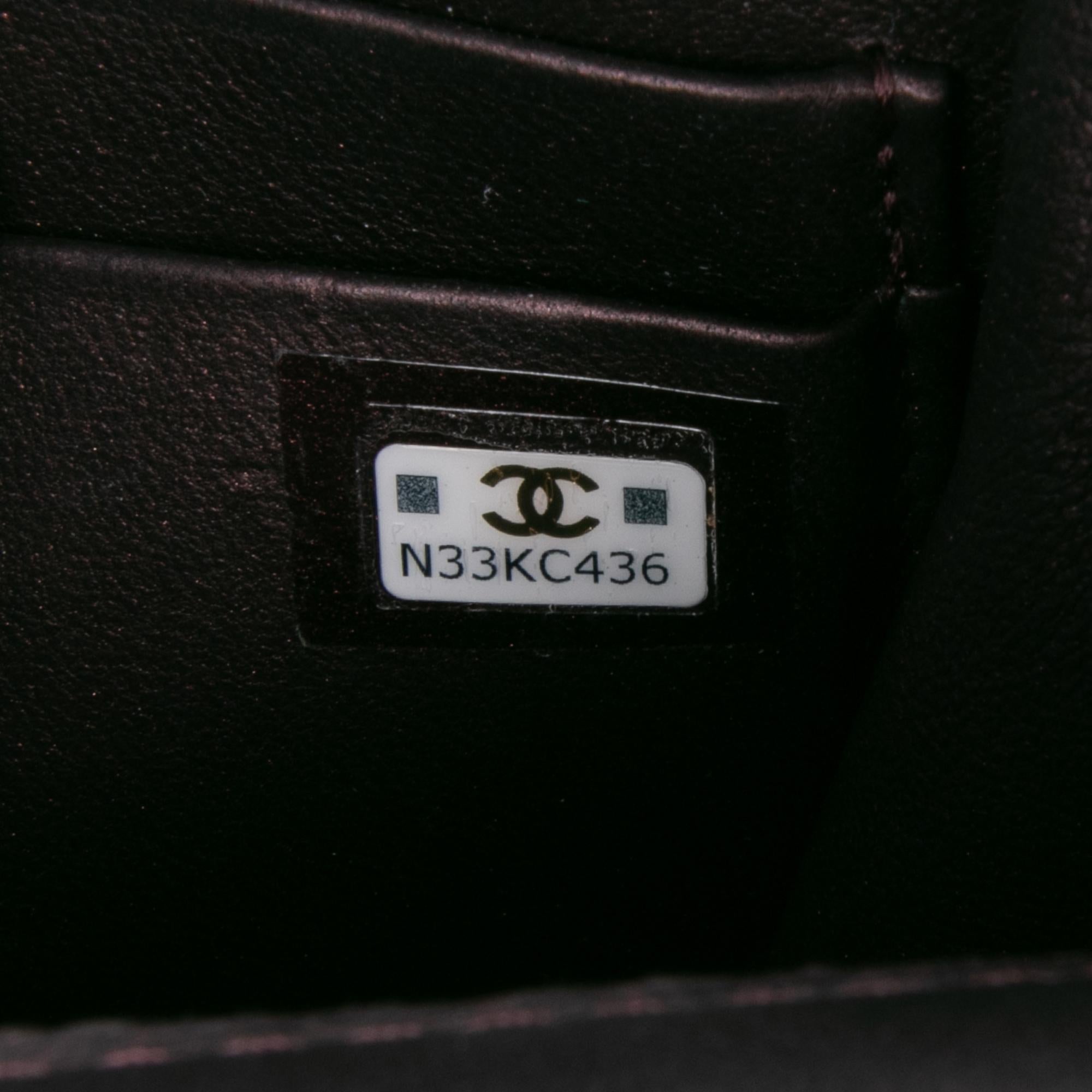 Chanel CC Quilted Iridescent Lambskin Top Handle Flap Clutch With Chain