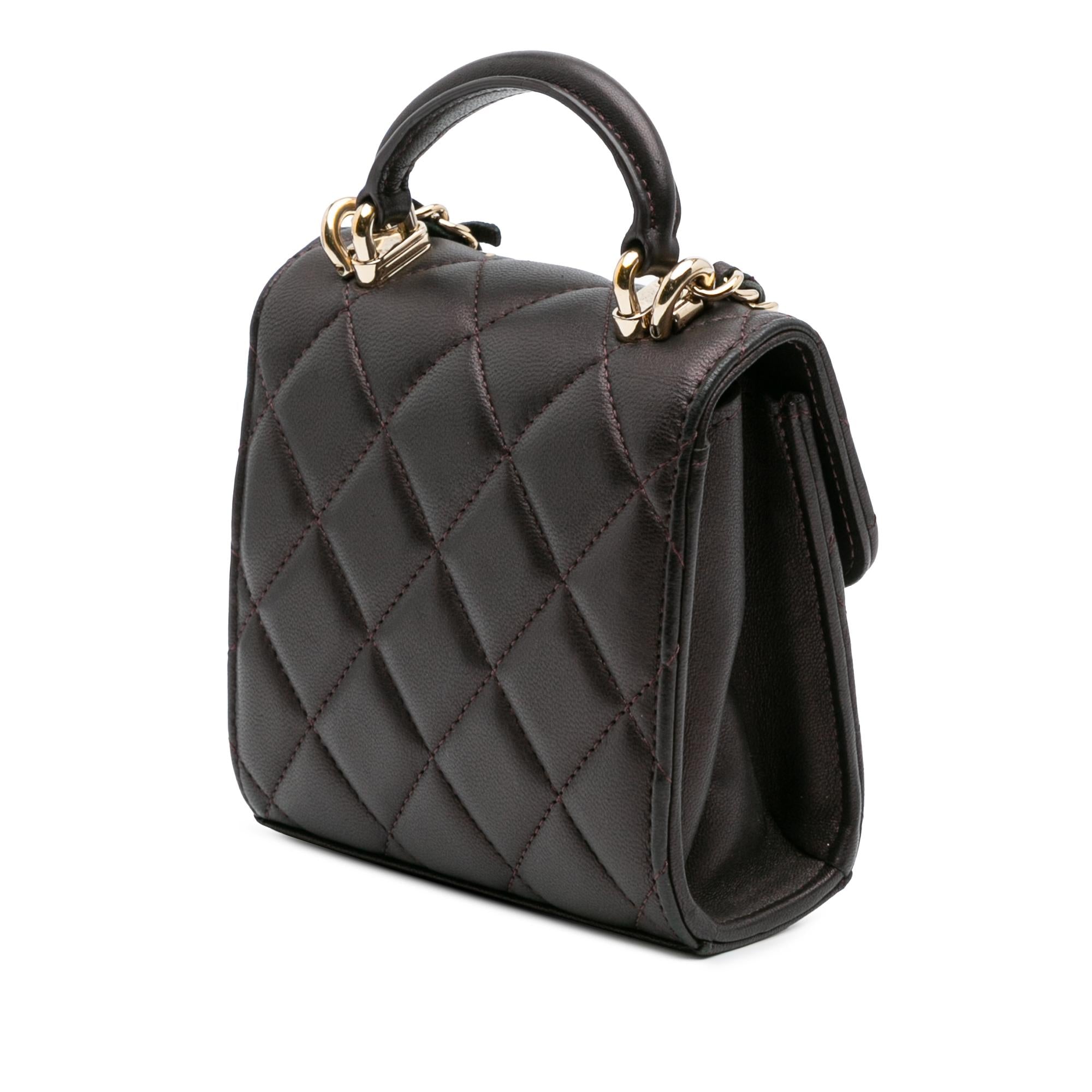 Chanel CC Quilted Iridescent Lambskin Top Handle Flap Clutch With Chain