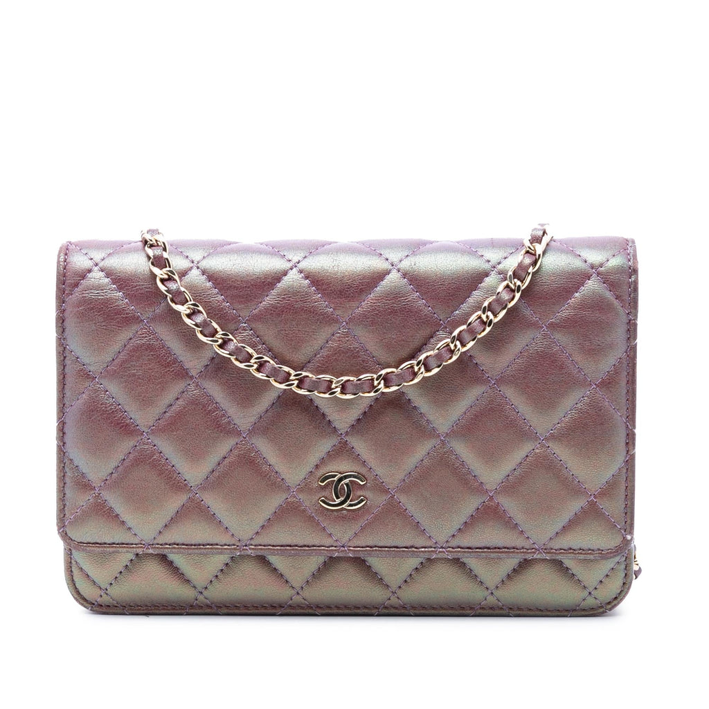 Chanel CC Quilted Iridescent Lambskin Wallet on Chain
