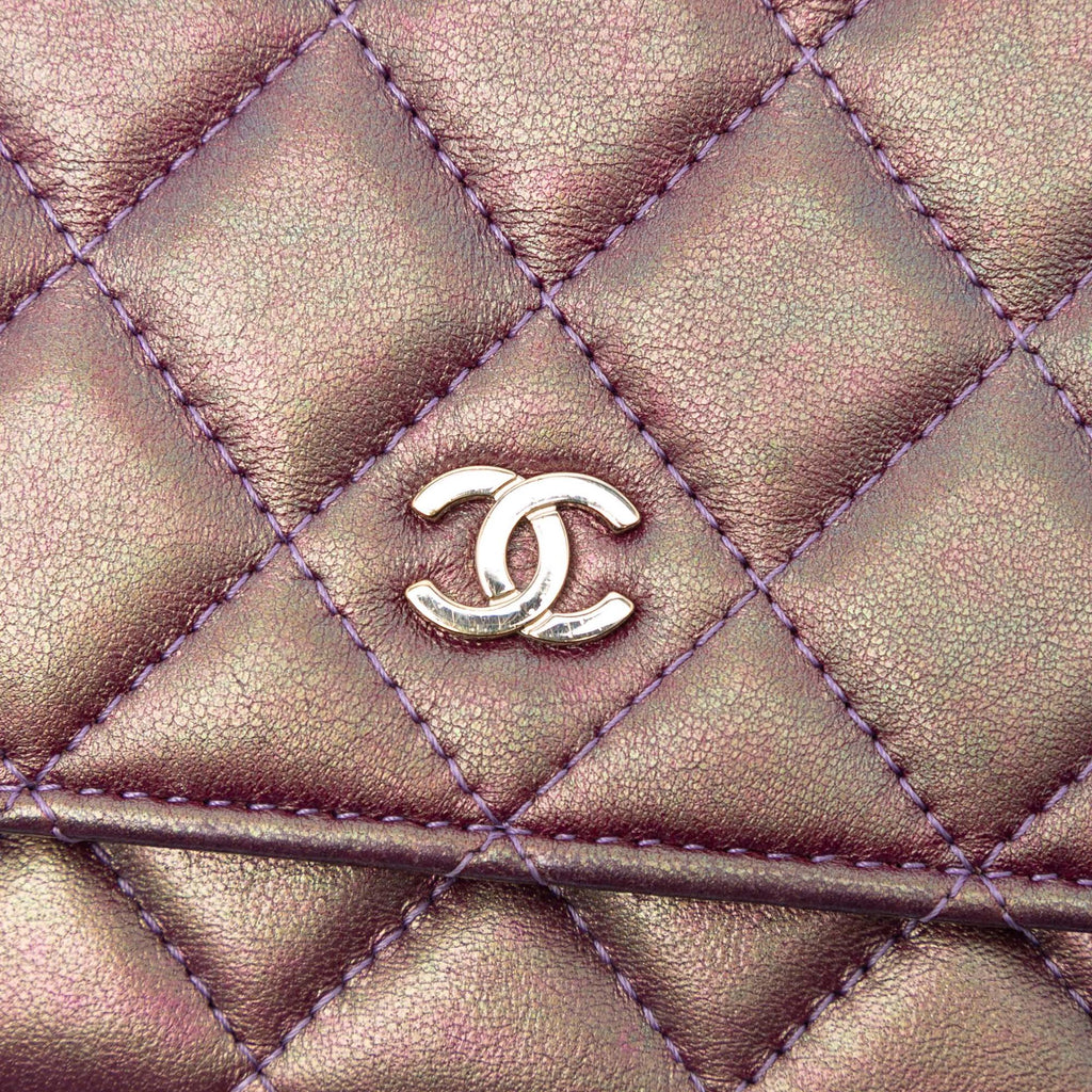 Chanel CC Quilted Iridescent Lambskin Wallet on Chain