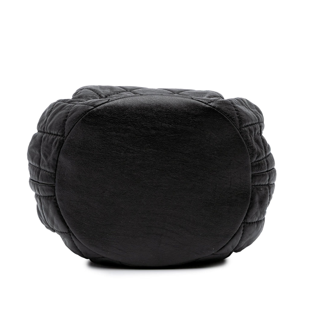 Chanel CC Quilted Lambskin Chain Drawstring Bucket Bag