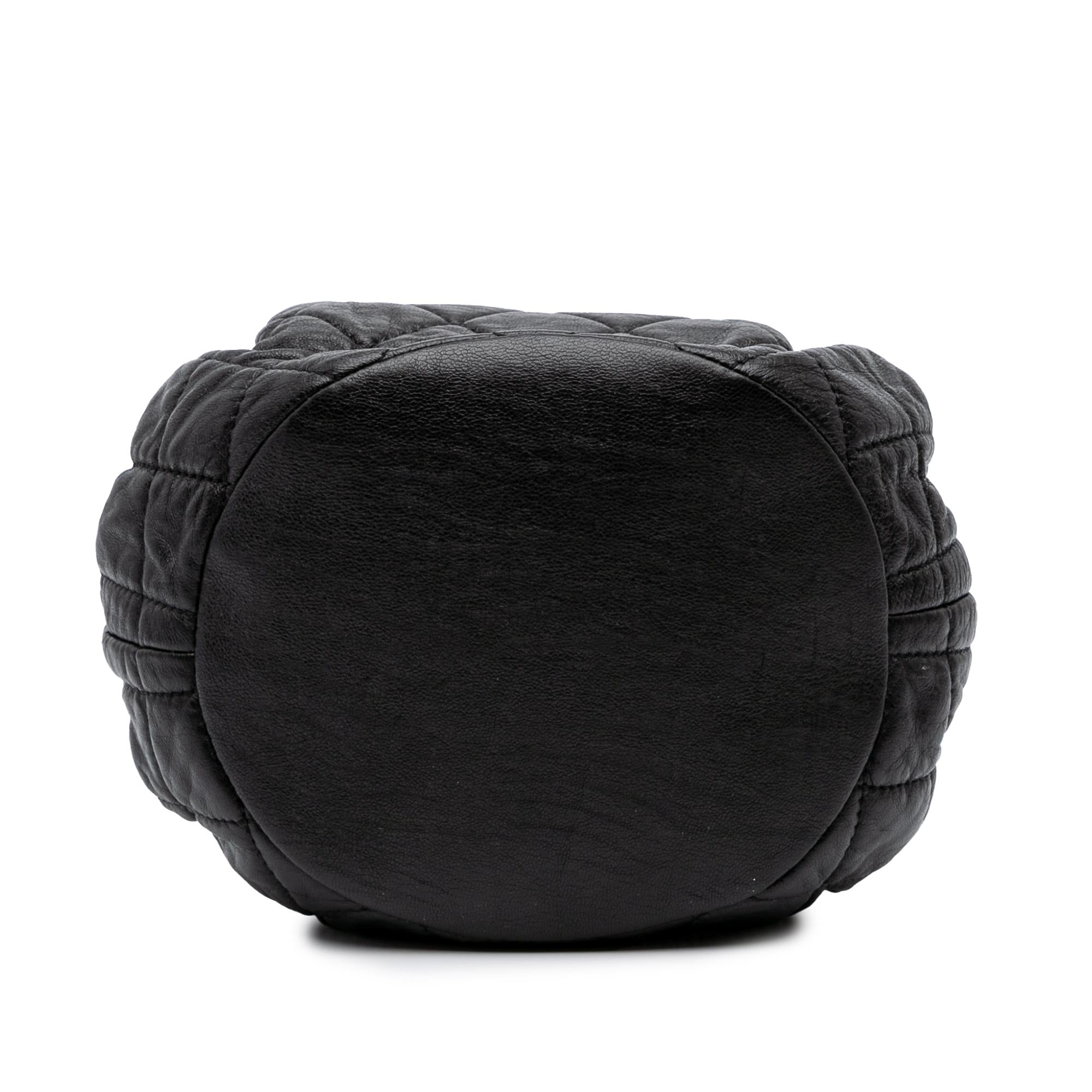 Chanel CC Quilted Lambskin Chain Drawstring Bucket Bag